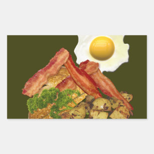 Breakfast Landscape Bacon Eggs Rectangular Sticker