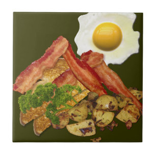 Breakfast Landscape Bacon Eggs Tile