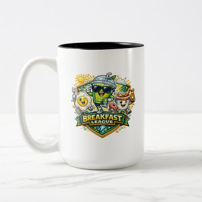 Breakfast League Badge Two-Tone Coffee Mug (Left)