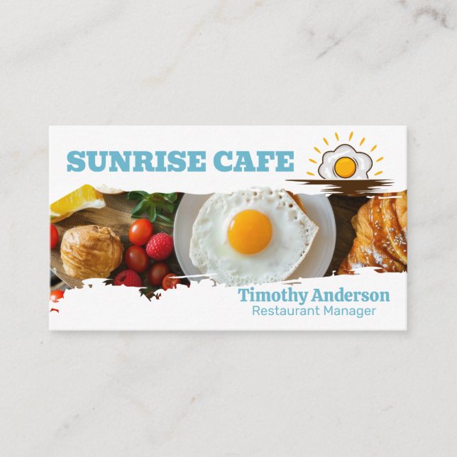 Breakfast on Table  | Cafe Business Card (Front)