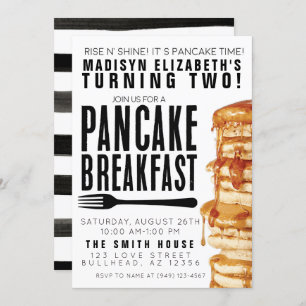 Breakfast Pancakes and Pyjamas Party Birthday Invitation