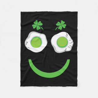 Breakfast Patricks Day Funny Eggs Smile Green 2 Fleece Blanket