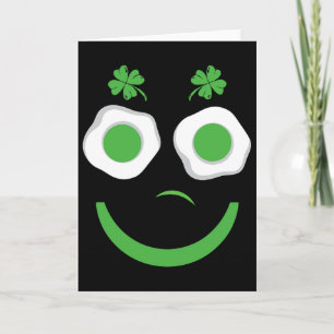 Breakfast Patricks Day Funny Eggs Smile Green  Card