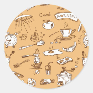 Breakfast Pattern 2 Classic Round Sticker