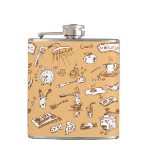 Breakfast Pattern 2 Hip Flask