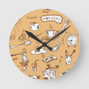 Breakfast Pattern 2 Round Clock