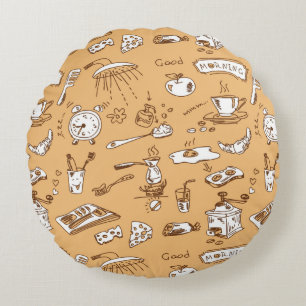 Breakfast Pattern 2 Round Cushion