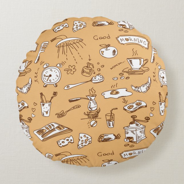 Breakfast Pattern 2 Round Cushion (Front)