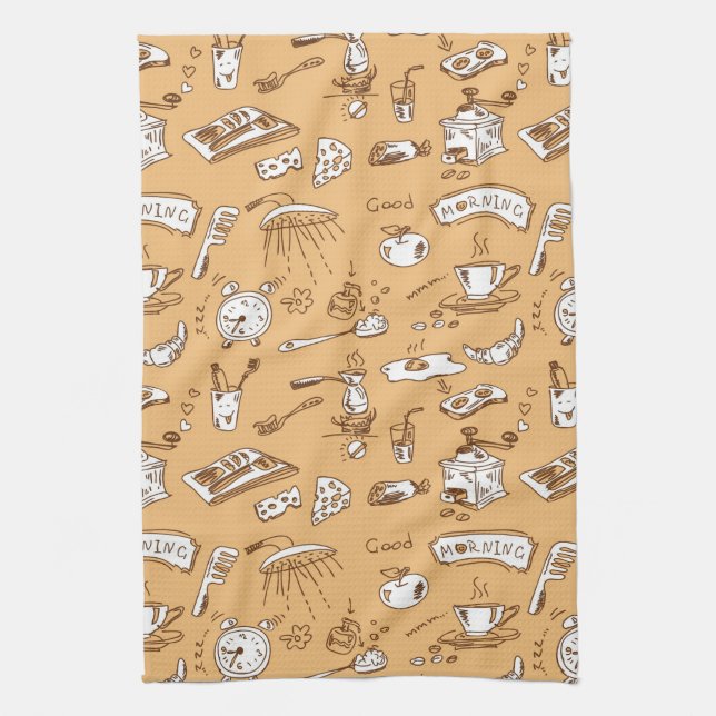 Breakfast Pattern 2 Tea Towel (Vertical)
