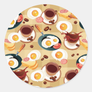 Breakfast Pattern 3 Classic Round Sticker