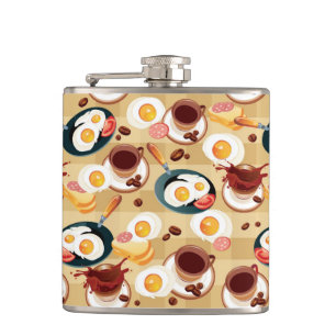 Breakfast Pattern 3 Hip Flask