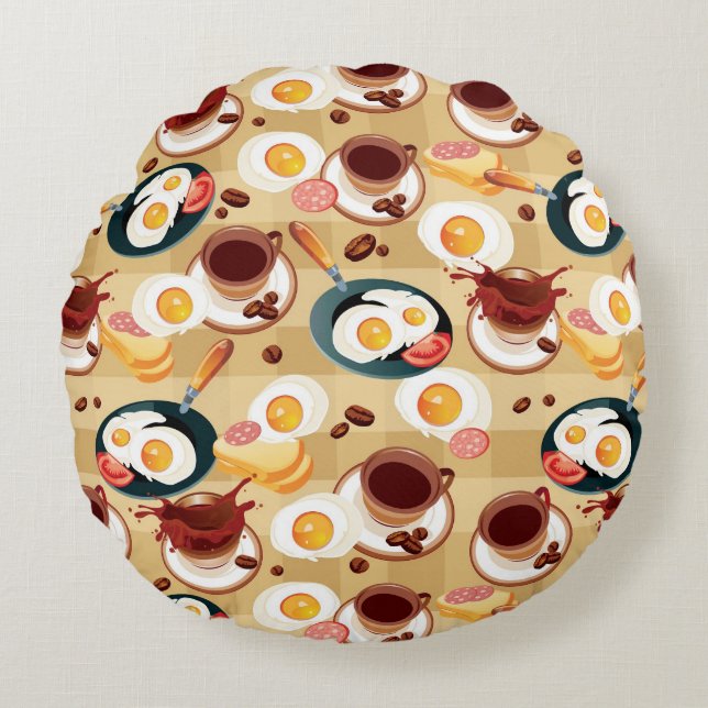 Breakfast Pattern 3 Round Cushion (Front)