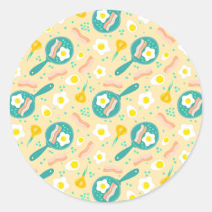 Breakfast Pattern Classic Round Sticker