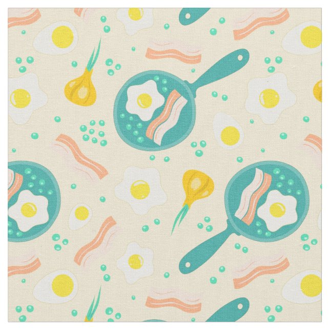 Breakfast Pattern Fabric (Close Up)