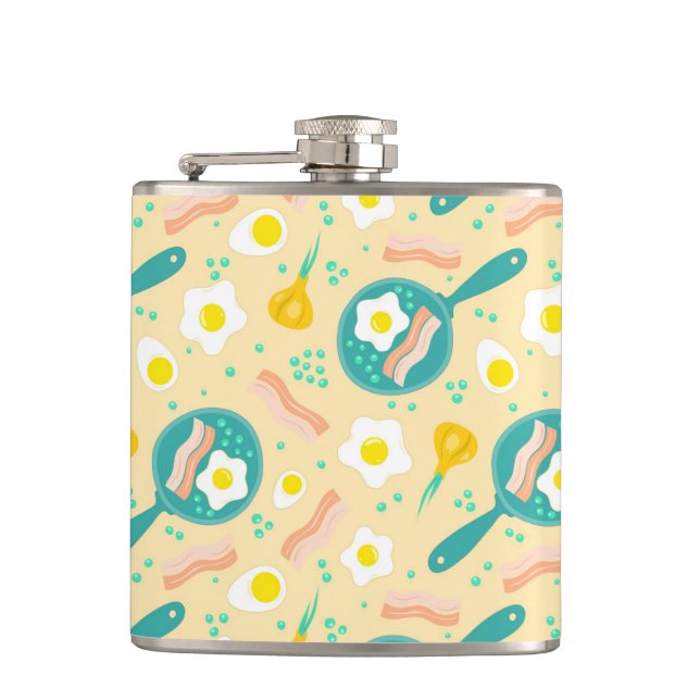 Breakfast Pattern Hip Flask (Front)