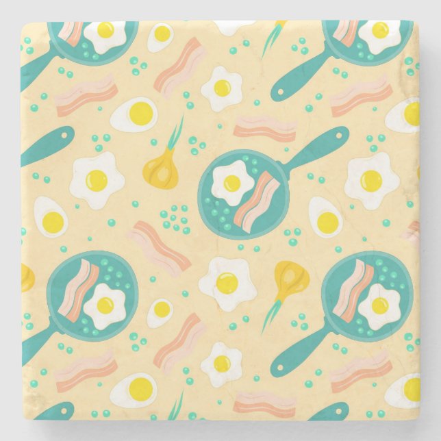 Breakfast Pattern Stone Coaster (Front)