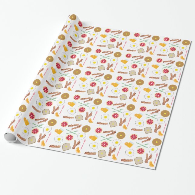 Breakfast Pattern Wrapping Paper (Unrolled)