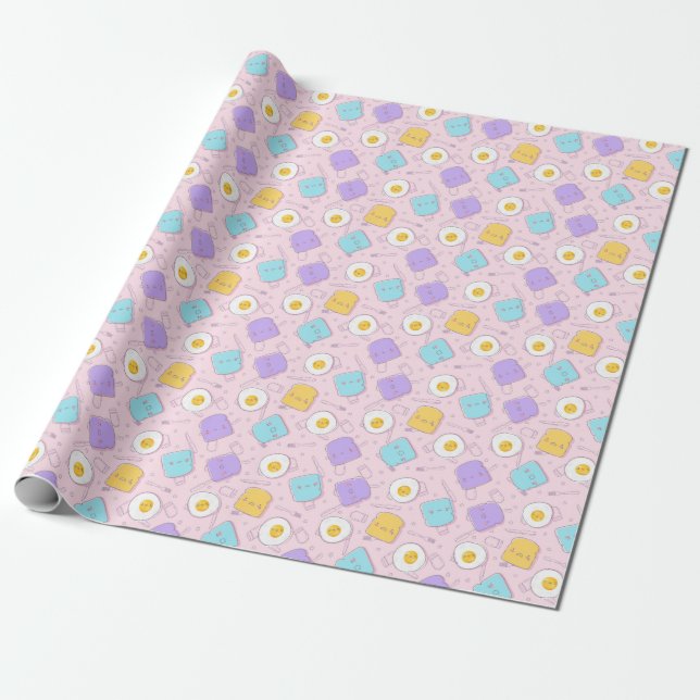 Breakfast Pattern Wrapping Paper (Unrolled)