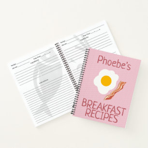 Breakfast Recipes Custom Pink Notebook