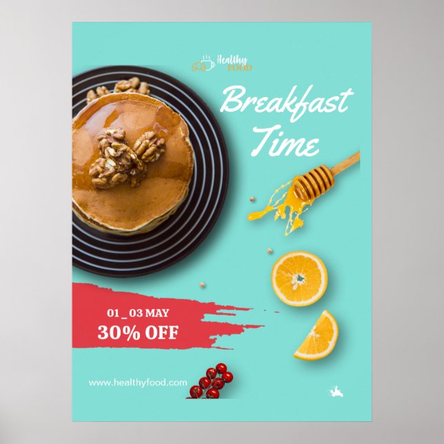 Breakfast Sale, Coffee Shop Breakfast Menu Poster (Front)