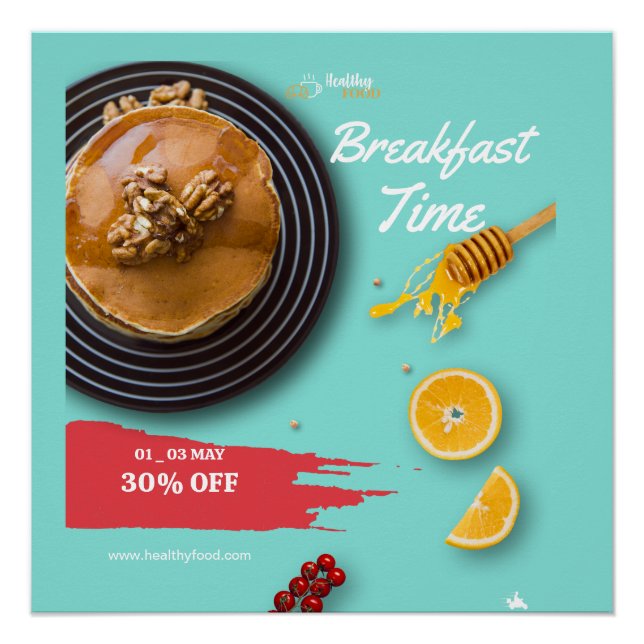 Breakfast Sale, Coffee Shop Breakfast Menu Poster (Front)