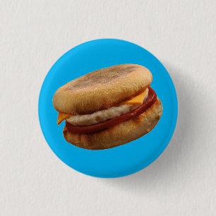 BREAKFAST SANDWICH (Ham, Egg, & Cheese Muffin) 3 Cm Round Badge