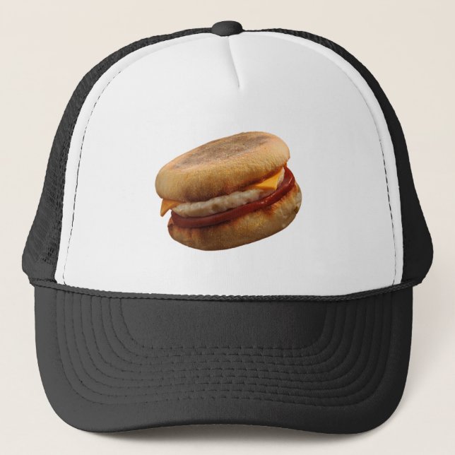BREAKFAST SANDWICH (Ham, Egg, & Cheese Muffin) Trucker Hat (Front)