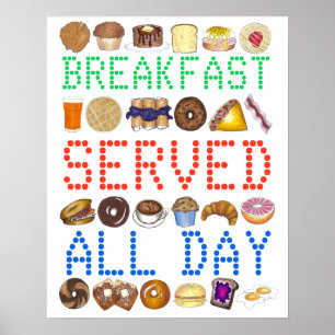 Breakfast Served All Day Neon Diner Sign Foodie