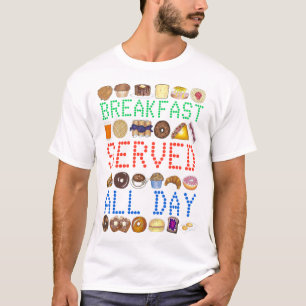 Breakfast Served All Day Neon Diner Sign Foodie T-Shirt
