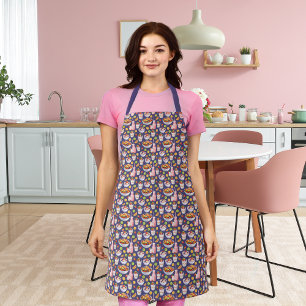 Breakfast smoothies and fruits purple apron