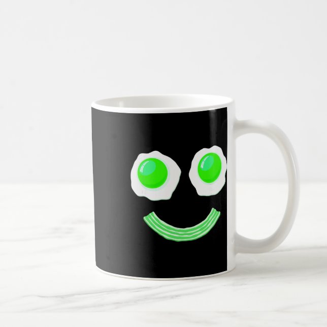 Breakfast St. Patricks Day Funny Eggs Smile Green  Coffee Mug (Right)