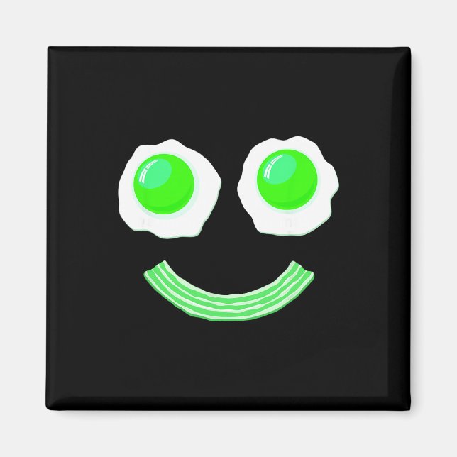 Breakfast St. Patricks Day Funny Eggs Smile Green  Magnet (Front)