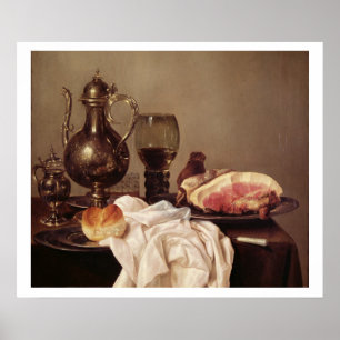 Breakfast Still Life (oil on panel) Poster