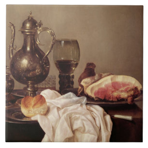 Breakfast Still Life (oil on panel) Tile