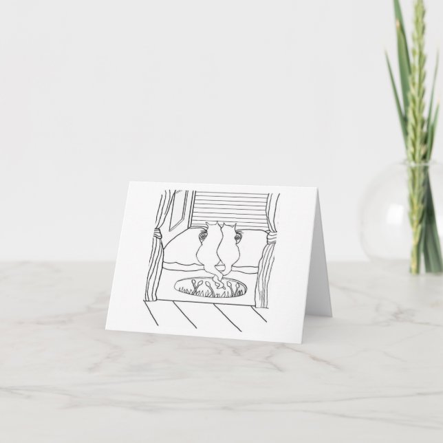 Breakfast Time For Cats 🐈 🐈‍⬛  Thank You Card (Front)