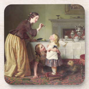 Breakfast Time - Morning Games (oil on canvas) Coaster