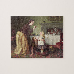 Breakfast Time - Morning Games (oil on canvas) Jigsaw Puzzle