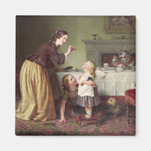 Breakfast Time - Morning Games (oil on canvas) Magnet