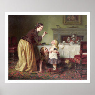 Breakfast Time - Morning Games (oil on canvas) Poster