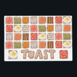 Breakfast Toast Laminated Placemats<br><div class="desc">Original illustration of six pieces of toast with jam,  or jelly,  asparagus,  peanut butter,  tomato slices,  a fried egg,  mushrooms,  sardines,  baked beans,  and sausages. Delicious choices for a filling,  yummy breakfast or brunch. 
Perfect for a lover of breakfasts,  brunches,  and food!</div>