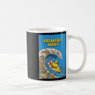 Breakfast Waves Humor Duck Surfer Surfing Unique F Coffee Mug