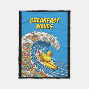 Breakfast Waves Humor Duck Surfer Surfing Unique F Fleece Blanket