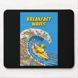 Breakfast Waves Humor Duck Surfer Surfing Unique F Mouse Pad