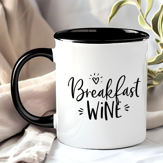 Breakfast Wine Funny Black Trendy Quote Mug (Creator Uploaded)