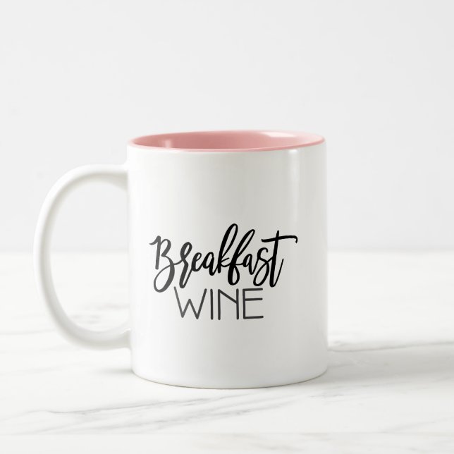 Breakfast Wine Funny Classic Mug, 11 oz Two-Tone Coffee Mug (Left)