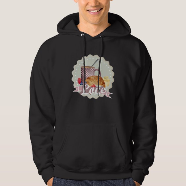Breakfast with love croissant coffee and berries hoodie (Front)