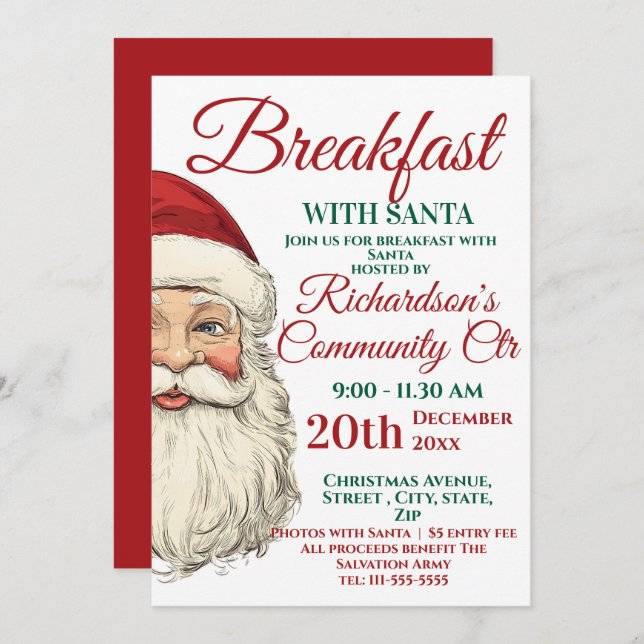 Breakfast With Santa Festive Invitation (Front/Back)