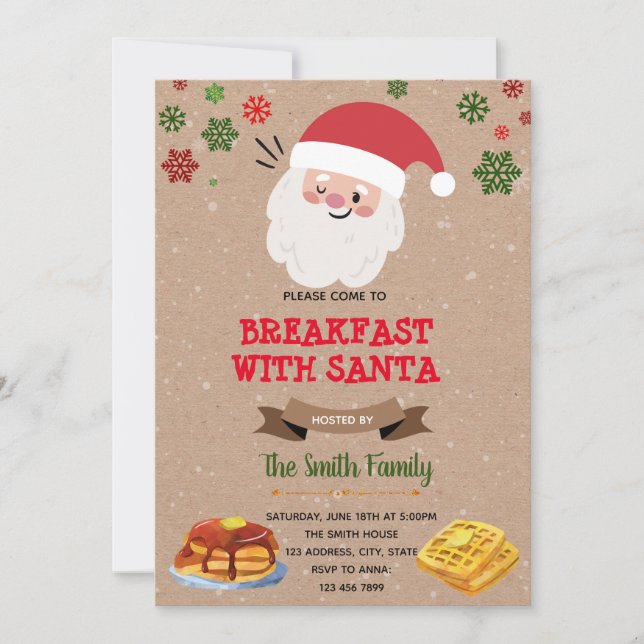 Breakfast with Santa party invitation (Front)