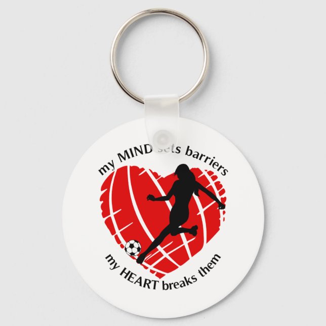 Breaking Barriers Lady Soccer Keychain (Front)