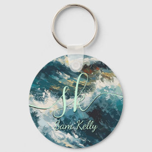 Breaking Beach Waves Personalised Keychain